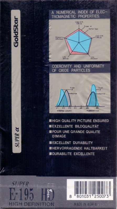 VHS, Video Home System Goldstar Super Alpha 195 Type I Normal 1992 Europe