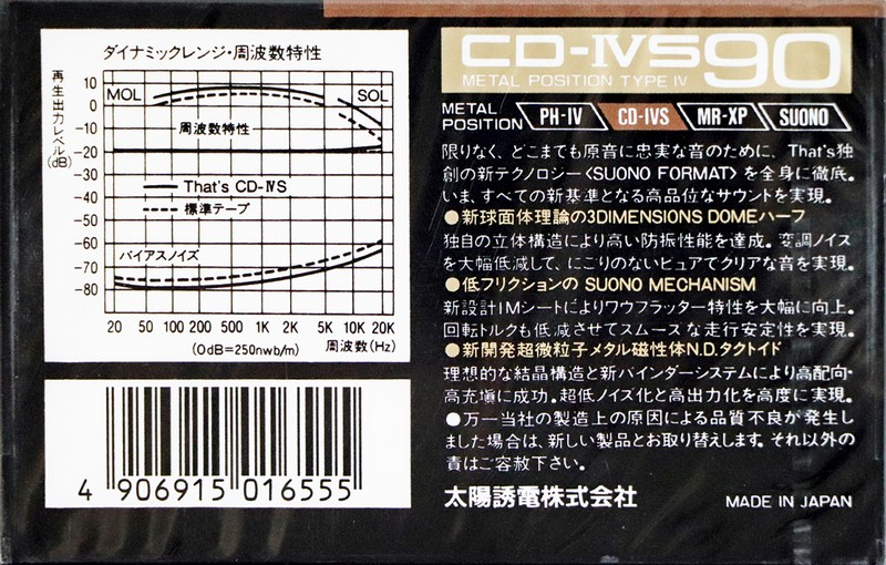 Compact Cassette Thats CD-IVS Suono 90 Type IV Metal 1988 Japan