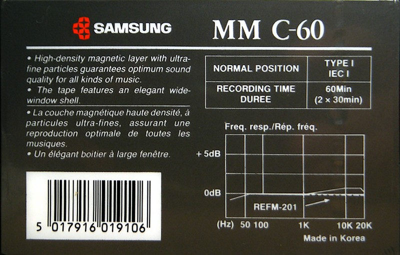 Compact Cassette Samsung MM 60 Type I Normal 1993 Europe