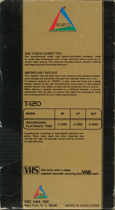 VHS, Video Home System ESC 120 Type I Normal USA