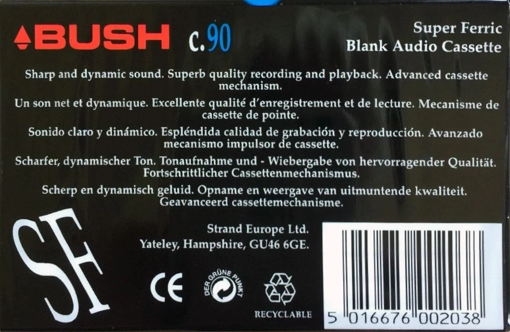 Compact Cassette Bush SF 90 Type I Normal 2000 Europe