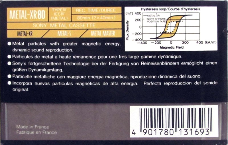 Compact Cassette Sony Metal-XR 80 Type IV Metal 1990 Europe