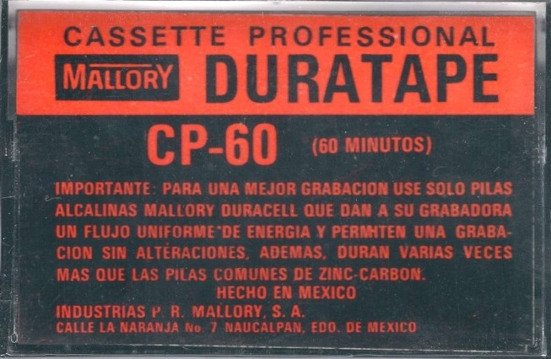 Compact Cassette Mallory CP 60 "Professional Duratape" Type I Normal Latin America