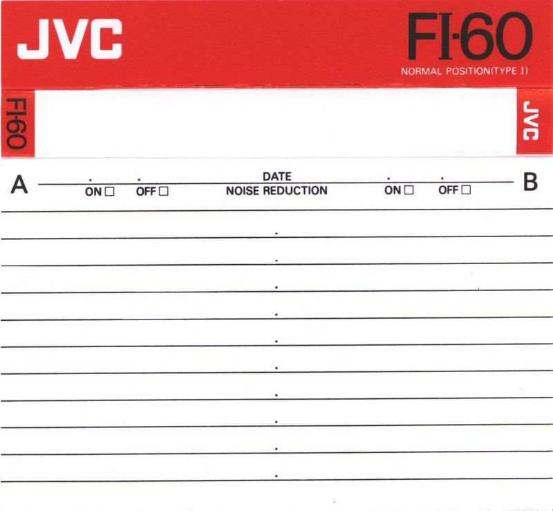 Compact Cassette JVC FI 60 "F1-60S" Type I Normal 1988 North America
