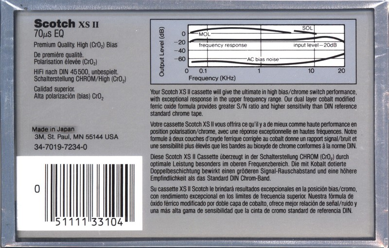 Compact Cassette Scotch XS II 90 Type II Chrome 1987 Worldwide