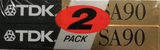 2 pack TDK SA 90 "SA-90X2SE" Type II Chrome 1990 Australia, Europe