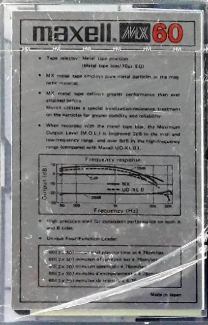 Compact Cassette Maxell MX 60 Type IV Metal 1978 USA