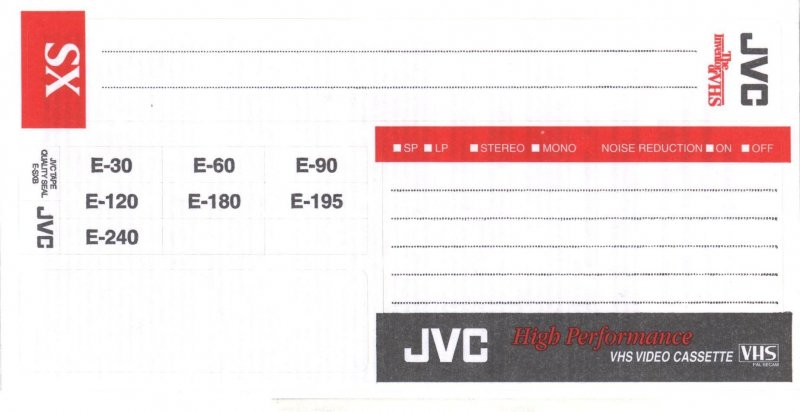 VHS, Video Home System JVC SX 120 "T-120 SXB" Type I Normal 2002 North America