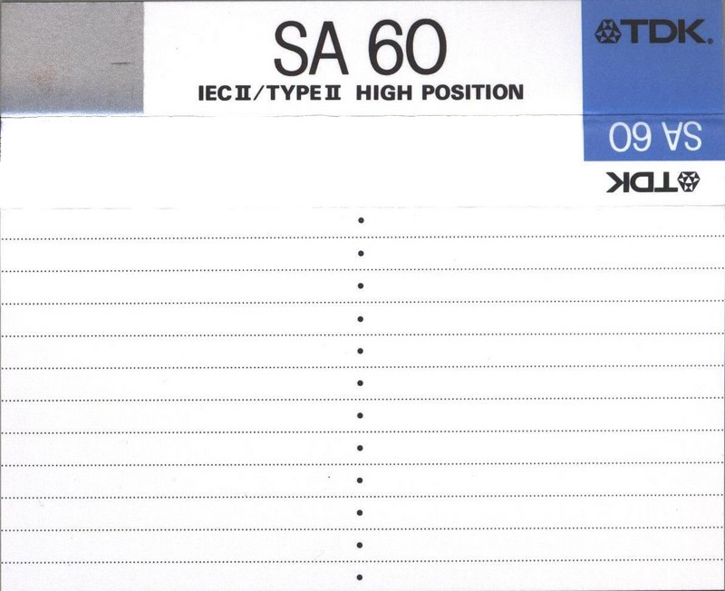 Compact Cassette TDK SA 60 Type II Chrome 1988 USA