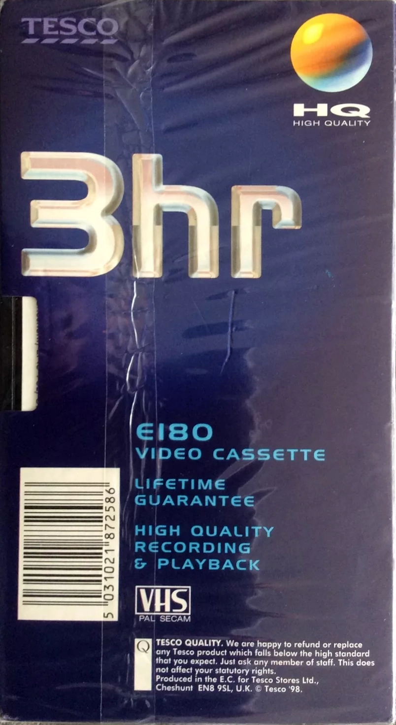 VHS, Video Home System Tesco 180 Type I Normal 1998 Europe