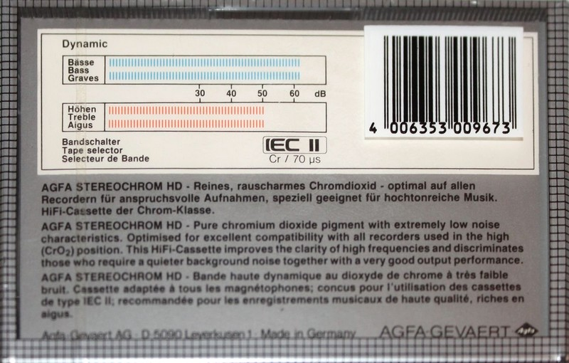Compact Cassette AGFA Stereochrom HD 90+6 Type II Chrome 1985 Europe