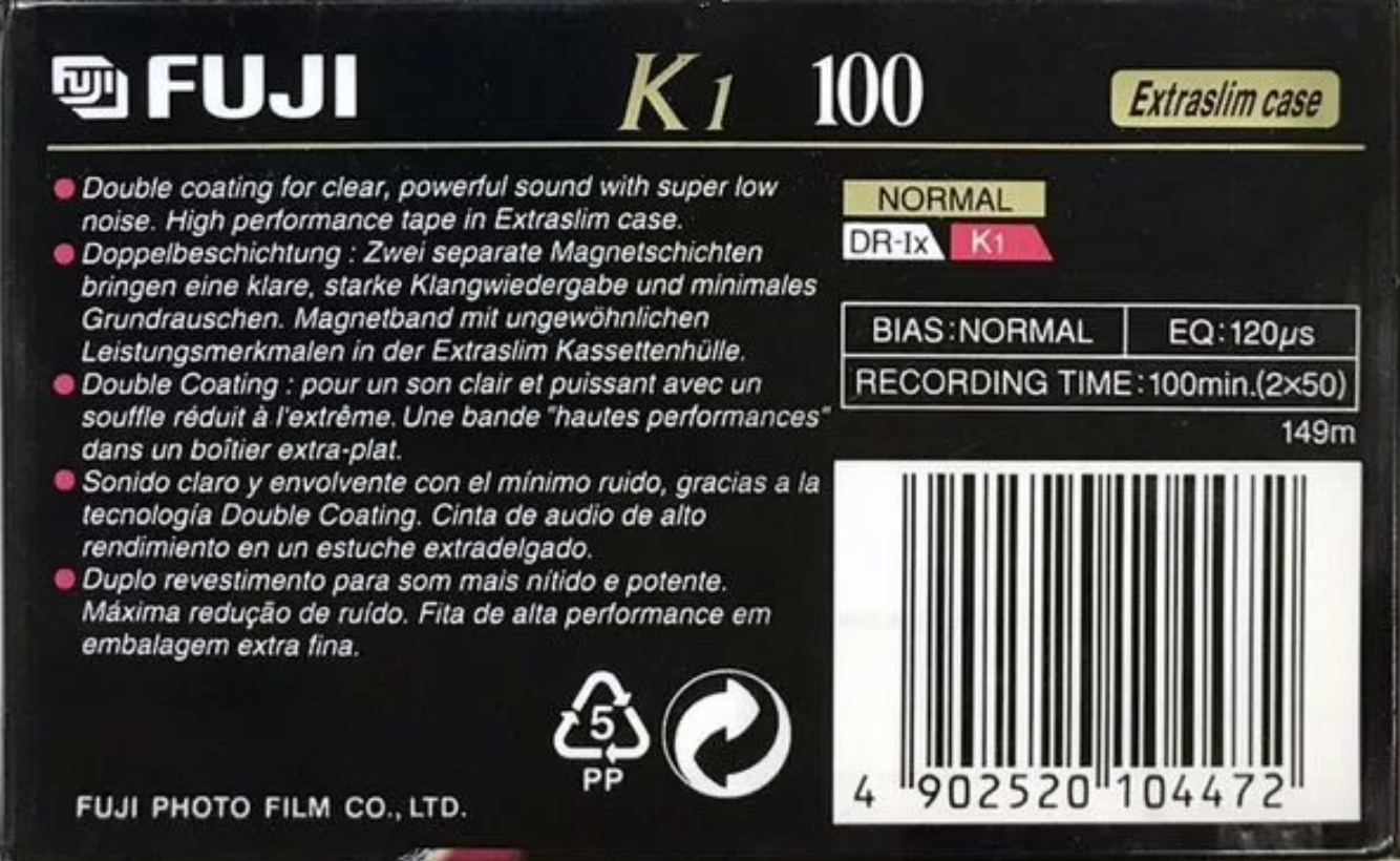 Compact Cassette Fuji K1 100 Type I Normal 1995 Europe