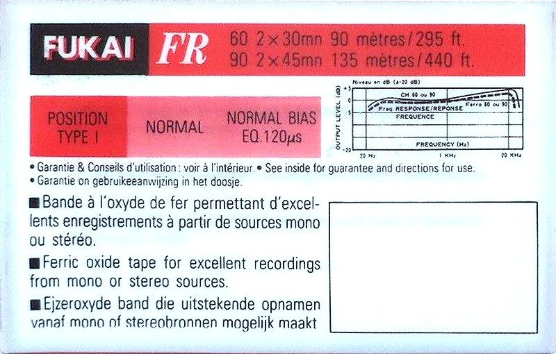 Compact Cassette Fukai FR 60 Type I Normal Europe