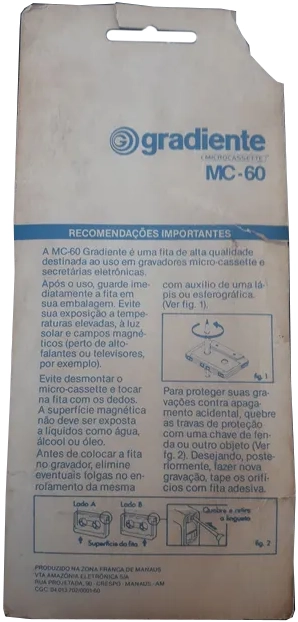 Microcassette Gradiente 60 "MC" Type I Normal 1988 Latin America