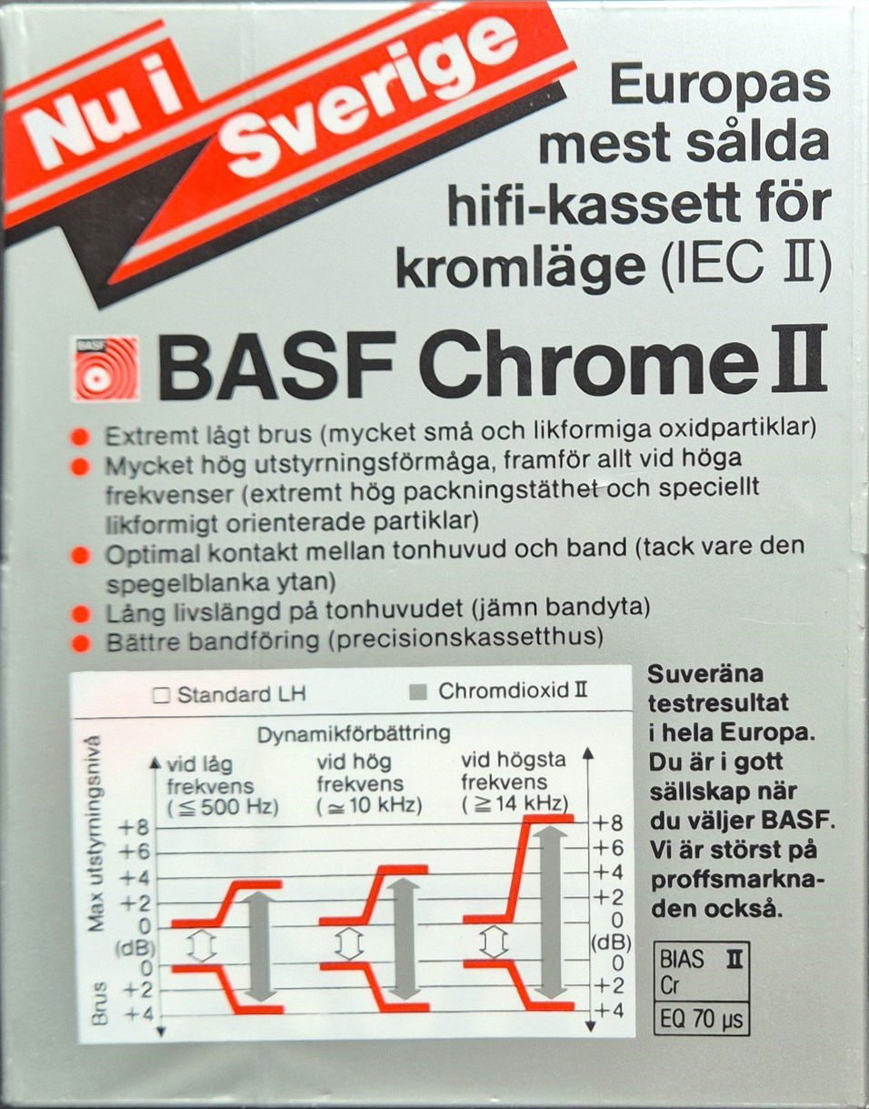 2 pack BASF Chromdioxid II 90 Type II Chrome 1982 Sweden