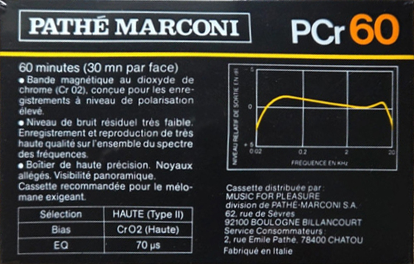 Compact Cassette Pathé Marconi PCr 60 Type II Chrome France