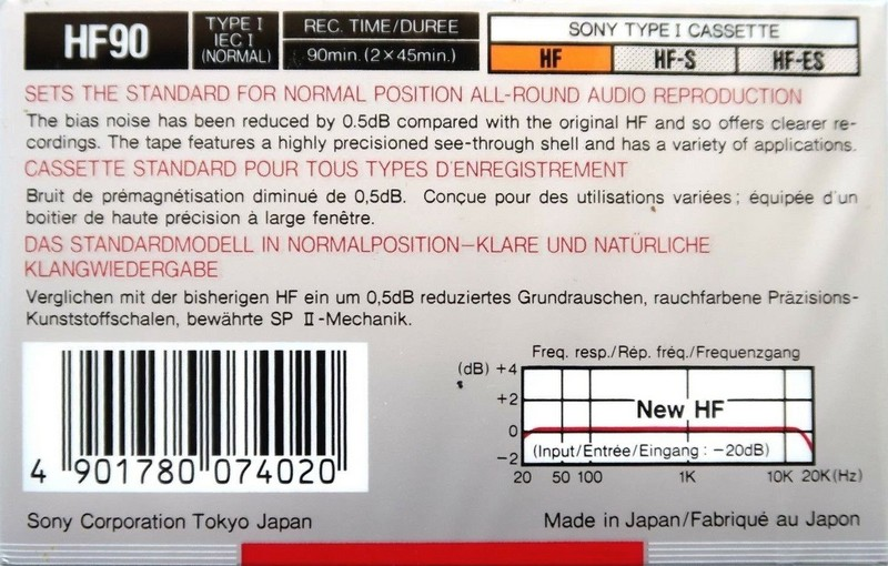 Compact Cassette Sony HF 90 Type I Normal 1988 Europe