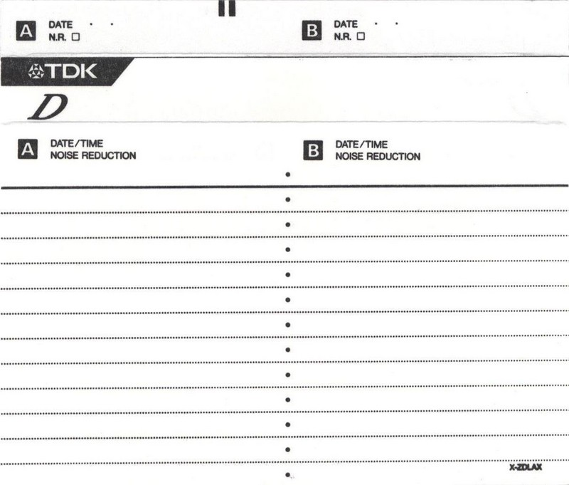 Compact Cassette TDK D 60 Type I Normal 1992 North America