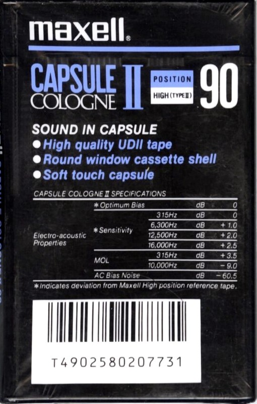 Compact Cassette Maxell Capsule II 90 "Cologne" Type II Chrome 1990 Europe