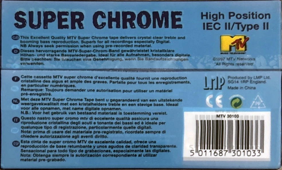 5 pack MTV 90 Type II Chrome 1997 Europe