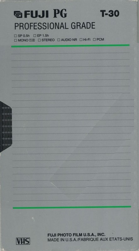 VHS, Video Home System Fuji PG 30 "T-30" Type I Normal Canada, USA