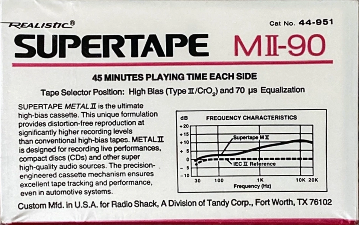 Compact Cassette SUPERTAPE MII 90 Type II Chrome 1988 USA