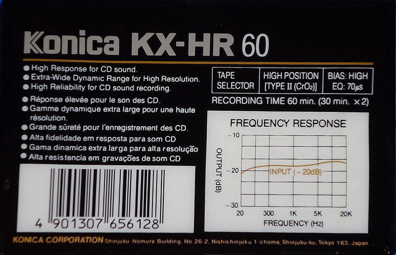 Compact Cassette Konica KX-HR 60 Type II Chrome 1987 Europe