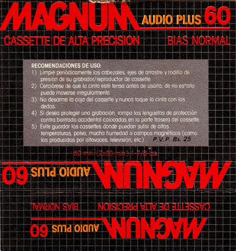 Compact Cassette Magnum Audio Plus 60 Type I Normal 1988 Venezuela