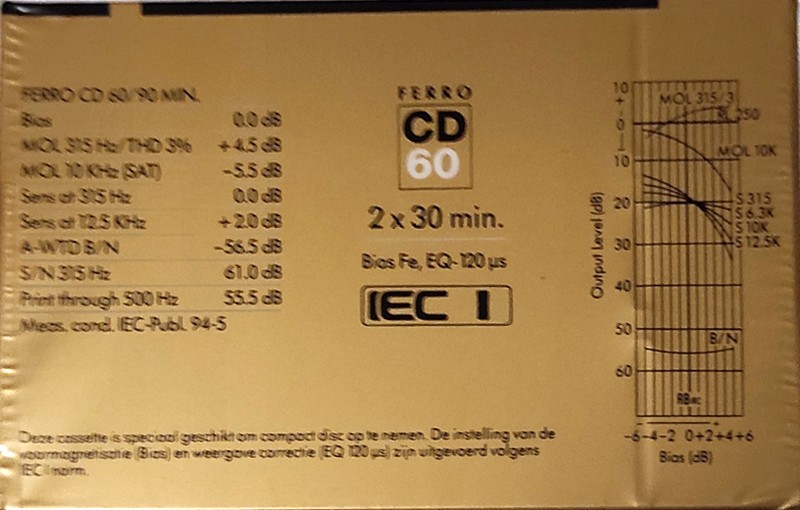 Compact Cassette Sound and Vision CD 60 Type I Normal 1990 Netherlands