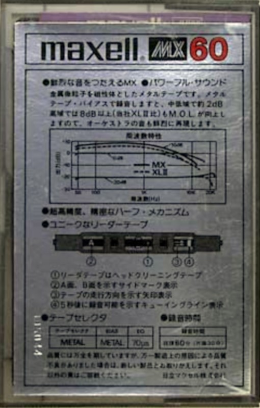 Compact Cassette Maxell MX 60 Type IV Metal 1978 Japan