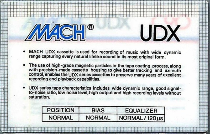 Compact Cassette Mach UDX 90 Type I Normal USA
