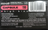 Compact Cassette Maxell Capsule 110 Type II Chrome 1992 North America
