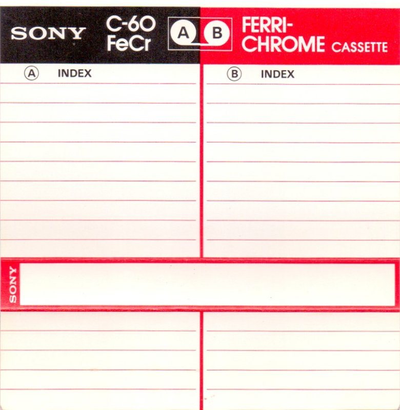 Compact Cassette Sony 60 "C-60FeCr" Type III Ferro Chrome 1976 USA