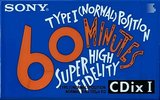 Compact Cassette Sony CDix I 60 "CDIX1 60N" Type I Normal 1990 Japan