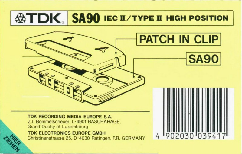 Compact Cassette TDK SA 90 "SA-90ETG" Type II Chrome 1992 Germany