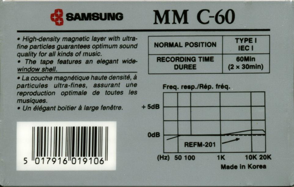 Compact Cassette Samsung MM 60 Type I Normal 1993 Europe