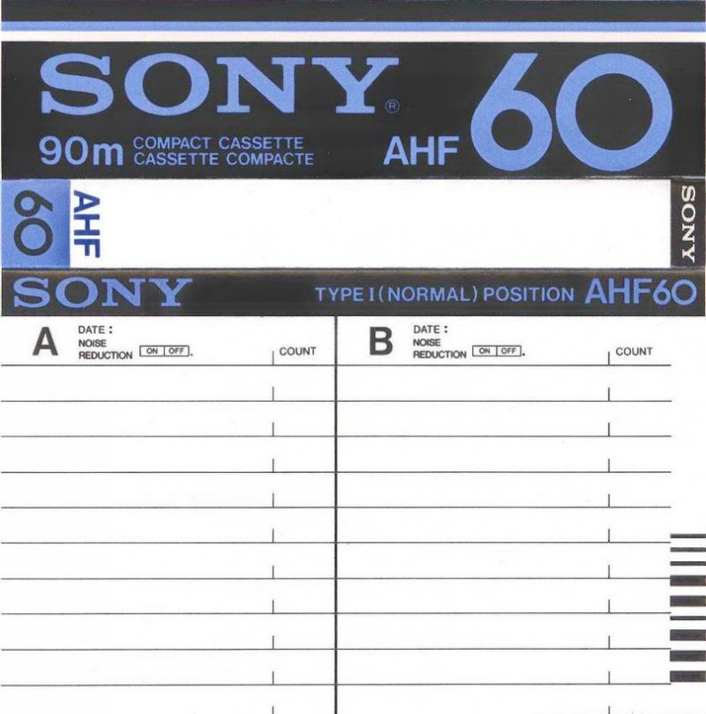 Compact Cassette Sony AHF 60 Type I Normal 1978 North America