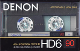 Compact Cassette Denon HD6 90 Type II Chrome 1987 Europe, USA