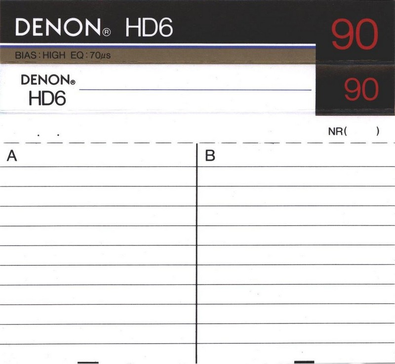 Compact Cassette Denon HD6 90 Type II Chrome 1987 Europe, USA