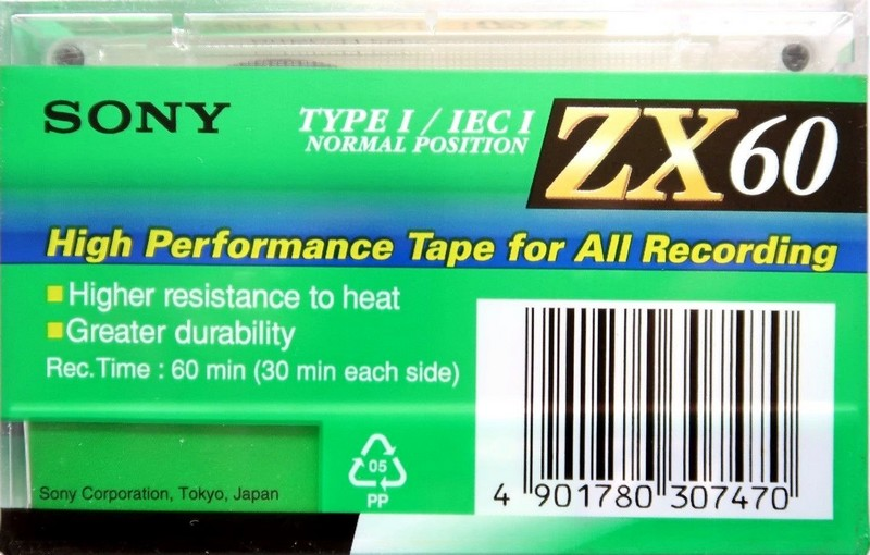 Compact Cassette Sony ZX 60 Type I Normal 1992 Europe