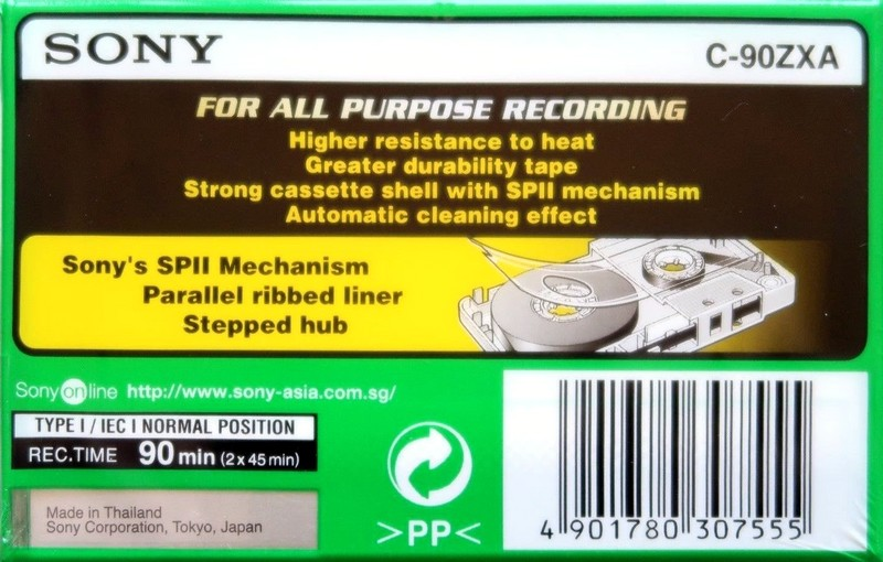 Compact Cassette Sony ZX 90 "C-90ZXA" Type I Normal 1999 Europe