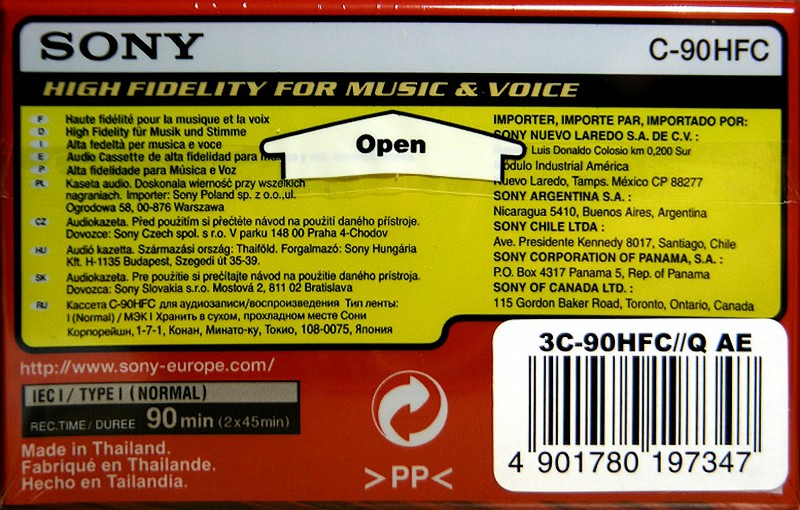 3 pack Sony HF 90 "3C-90HFC" Type I Normal 2002 Europe