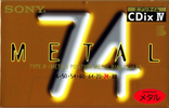 Compact Cassette Sony CDix IV 74 "C-74CDX4C" Type IV Metal 1995 Japan