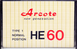 Compact Cassette Arcote 60 "HE" Type I Normal Europe