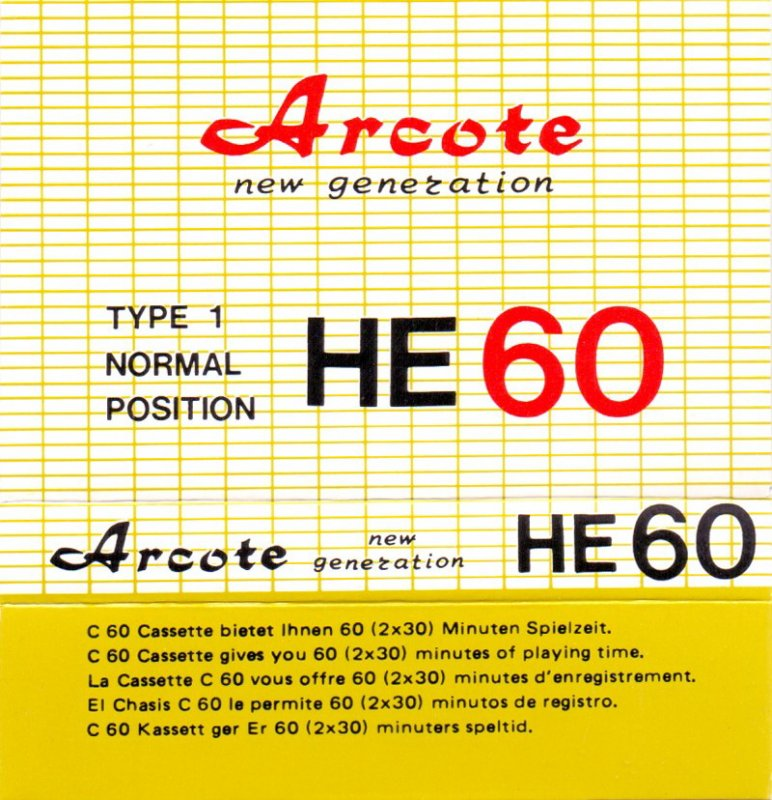 Compact Cassette Arcote 60 "HE" Type I Normal Europe