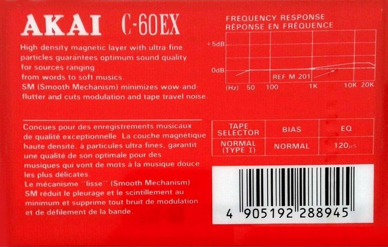 Compact Cassette Akai EX 60 Type I Normal 1991 Europe