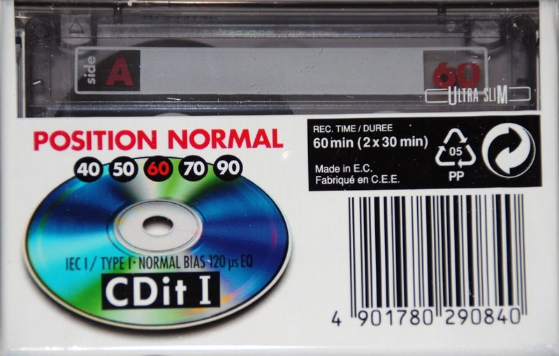 Compact Cassette Sony CDit I 60 "C-60CDIT1A" Type I Normal 1992 Europe