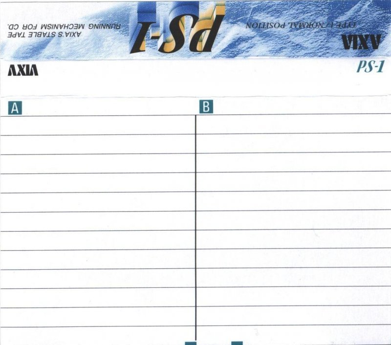 Compact Cassette AXIA PS-I / PS-1 90 "PS1F 90" Type I Normal 1993 Japan