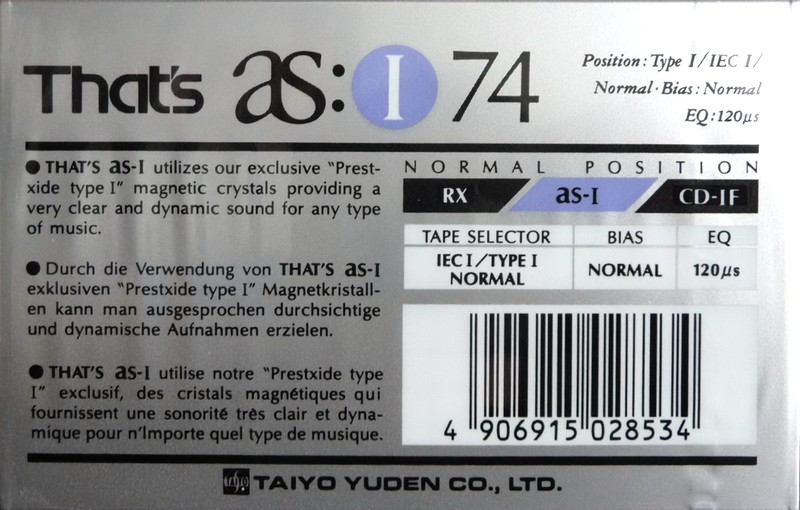 Compact Cassette Thats AS I 74 Type I Normal 1990 Europe