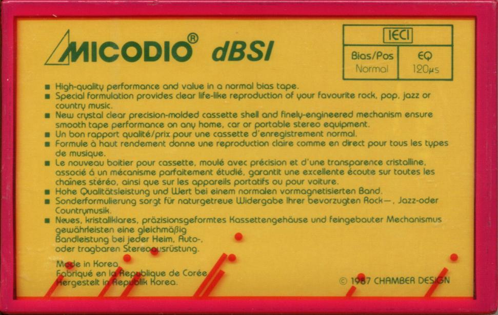 Compact Cassette Micodio dBSI 90 Type I Normal 1987 Europe